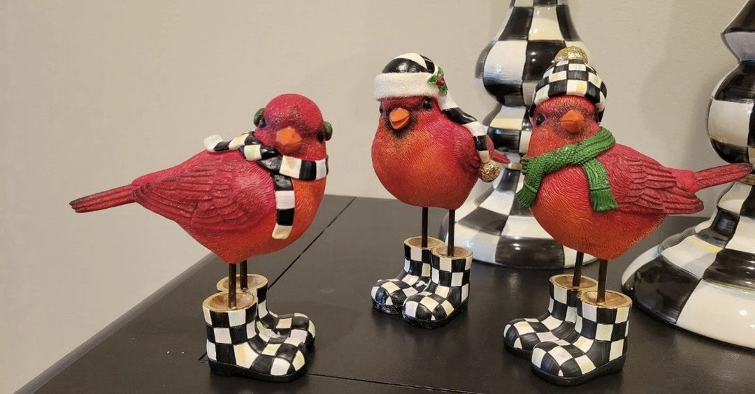 MacKenzie-Childs COZY CHRISTMAS CARDINALS - Set of 3   NEW