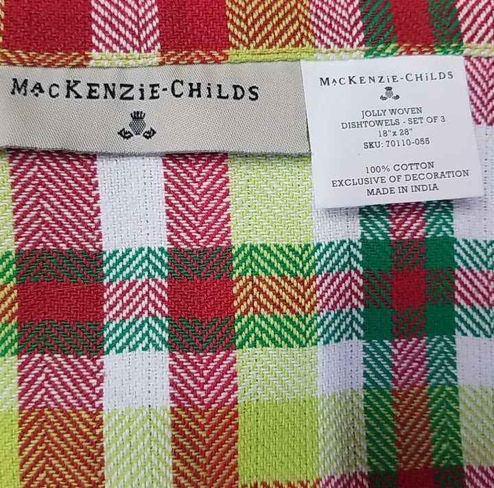 MacKenzie-Childs Jolly Woven Tartan Towel - Courtly Check Edge New