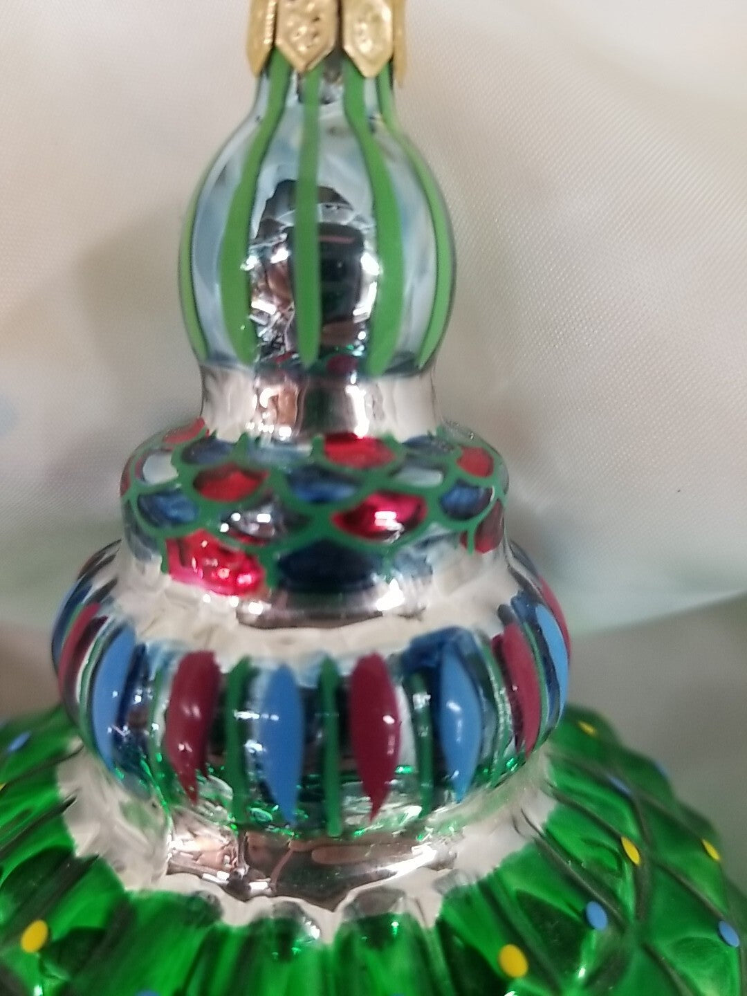 Mackenzie Childs Russian Jewel Courtly Check Green Ornament Glass