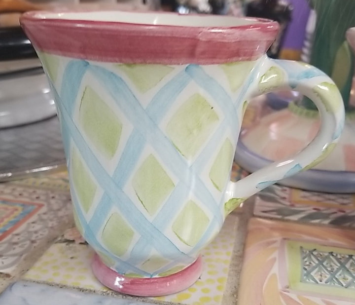 MacKenzie Childs  Wallcourt Maddox Ceramic Footed Mug  - 12 Oz- Retired