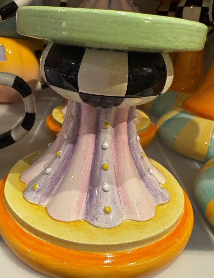 Mackenzie Childs Pillar  Candle Holders -set of 3- Nib