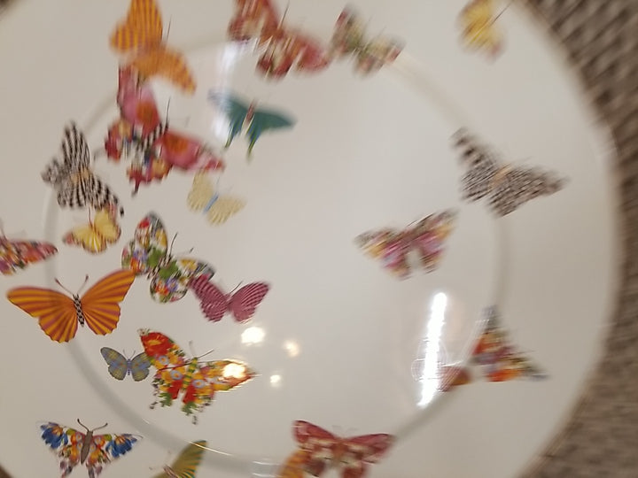 Mackenzie Childs Butterfly Garden Serving Platter - White New Enamel- Retired