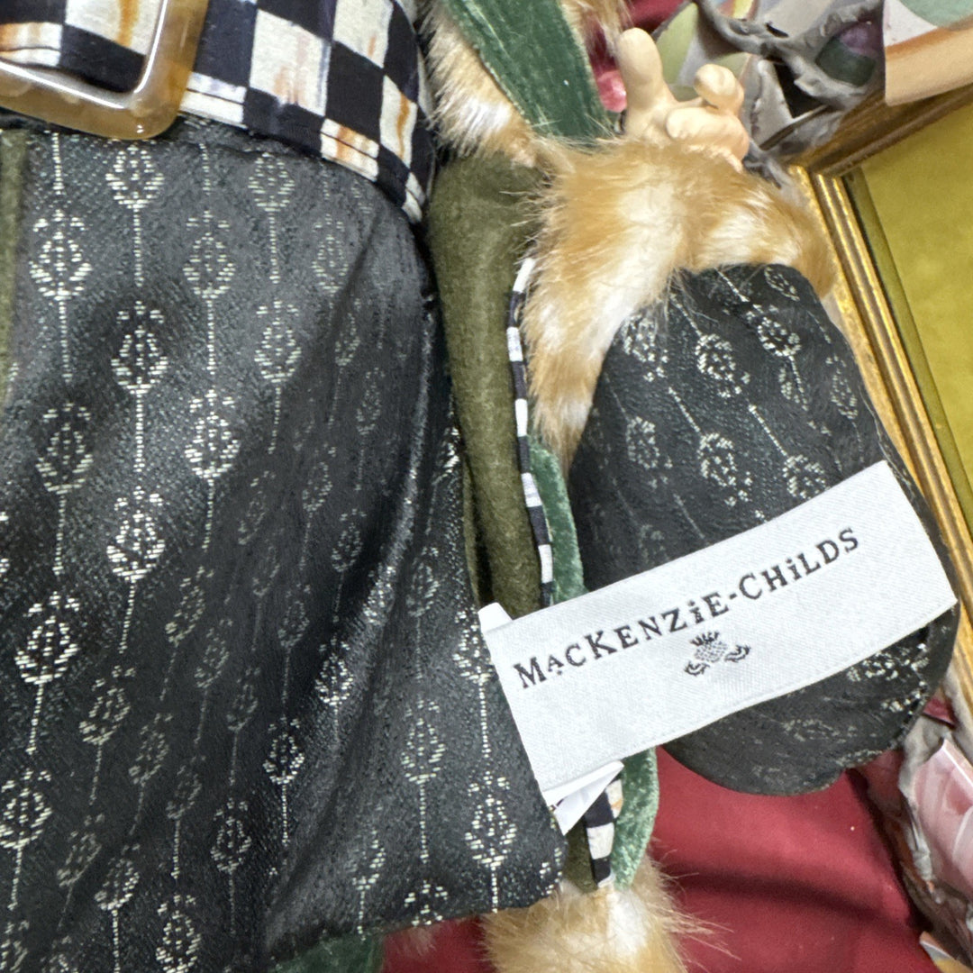 Mackenzie Childs Courtly Check Farmhouse Santa With Staff 20.5" Tall New NIB