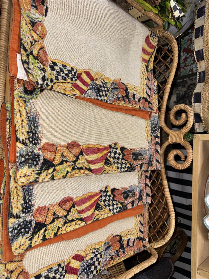 Mackenzie Childs Pheasant Run placemats (Set Of 4) Rare & HTF