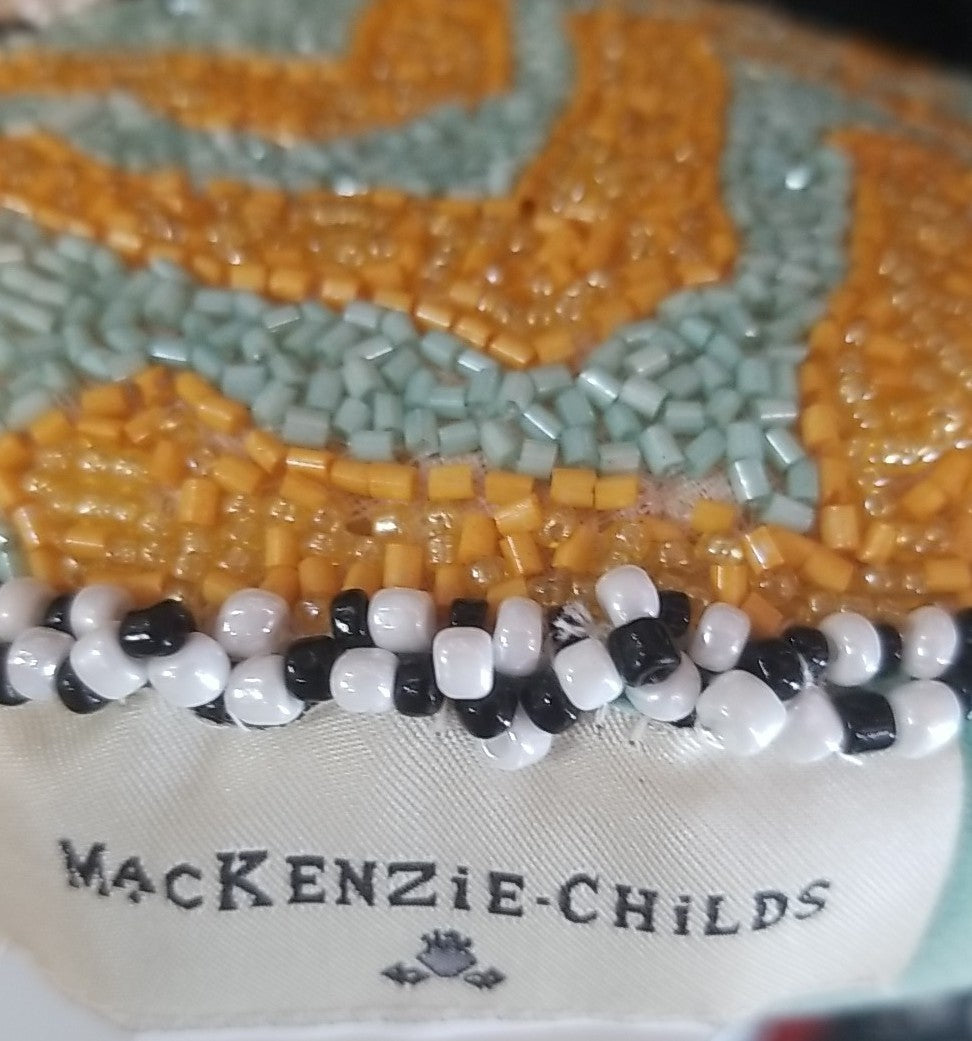 MACKENZIE CHILDS HITCHCOCK FIELD EASTER EGG PILLOW Beaded