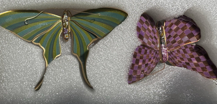 MACKENZIE CHILDS Butterflies Trio Hanging Wall Decor Field Set Nib Butterfly