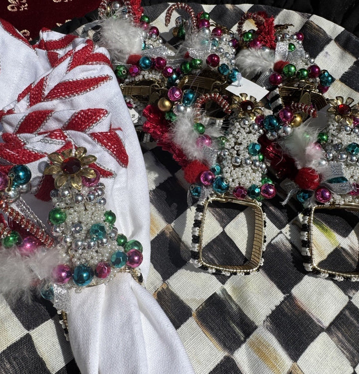 Mackenzie Childs Granny Kitsch Set Of 6 Napkin Ring New