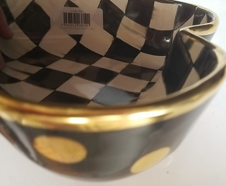 MacKenzie Childs Courtly Check Ceramic Heart Bowl Large -new