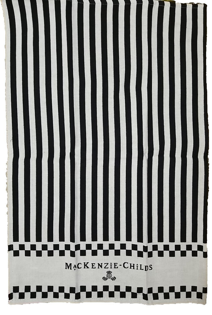 MACKENZiE-CHiLDS BLACK & WHITE Stripe zig zag DISH TOWEL – NEW