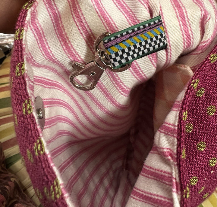 Mackenzie Childs Rosy Check Vintage Bag Crossbody Purse NWT Rare