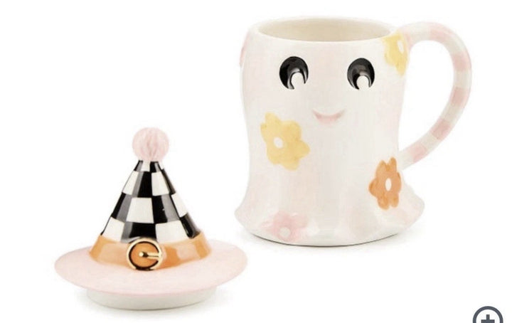 MacKenzie Childs Hocus Pocus Ceramic Lidded Mug NIB