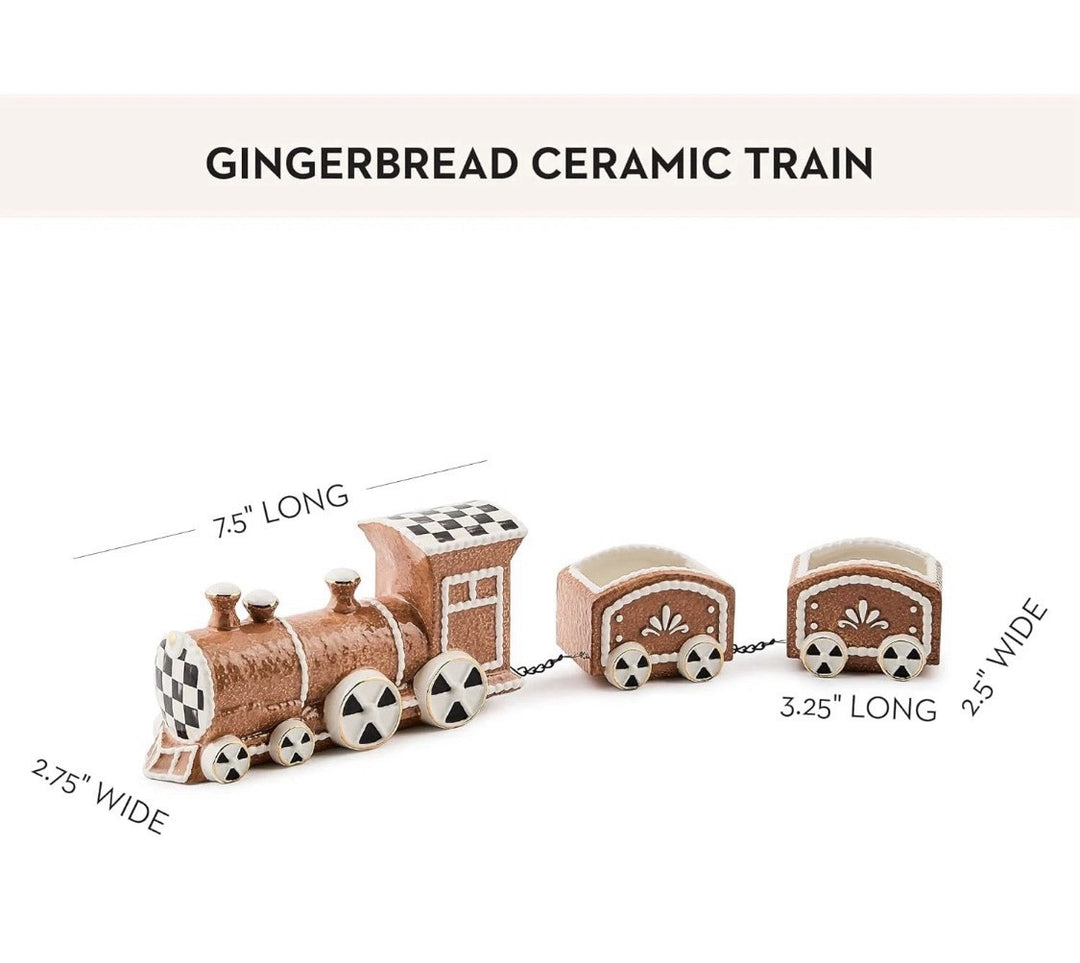 MacKenzie Childs Gingerbread Train Ceramic Holiday Home Decoration- Nib