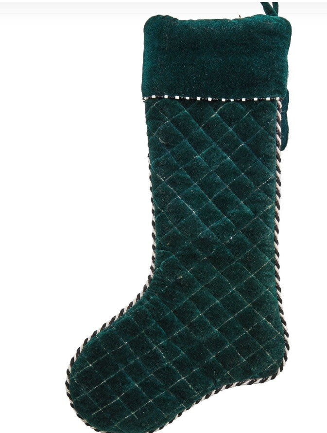 MACKENZIE CHILDS Emerald Beaded Deer CHRISTMAS STOCKING BNWT