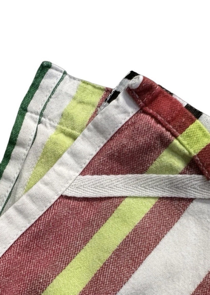MACKENZIE CHILDS Stripes Cotton Kitchen DISH TOWEL Loop Hanger Christmas