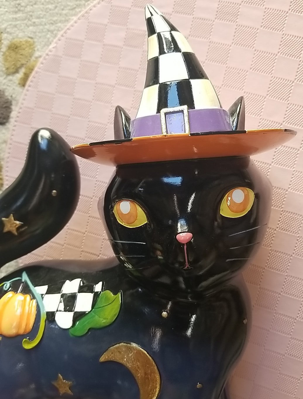 Mackenzie Childs  FORTUNE TELLER BLACK CAT 13" Courtly Check Figure- Retired