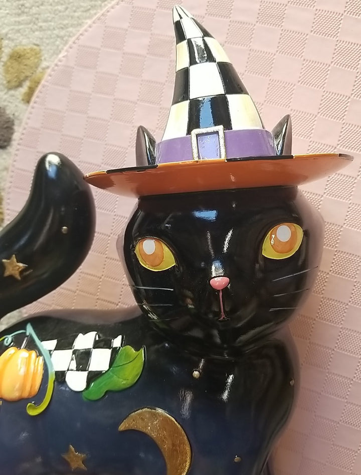 Mackenzie Childs  FORTUNE TELLER BLACK CAT 13" Courtly Check Figure- Retired