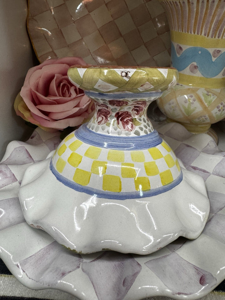 Mackenzie Childs 1-Fluted  Miniature Compote Taylor Dublin Hill 4" Tall Retired