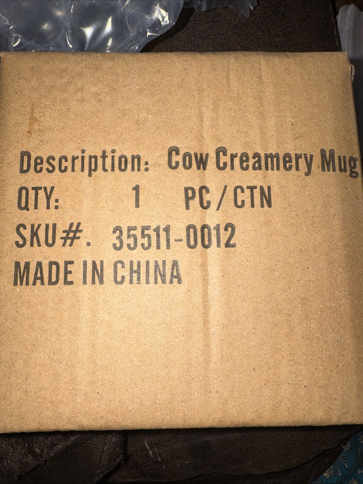 MACKENZIE CHILDS COW CREAMERY MUG, NIB, 16 OZ, 3.5" x 5.5" x 4.5"