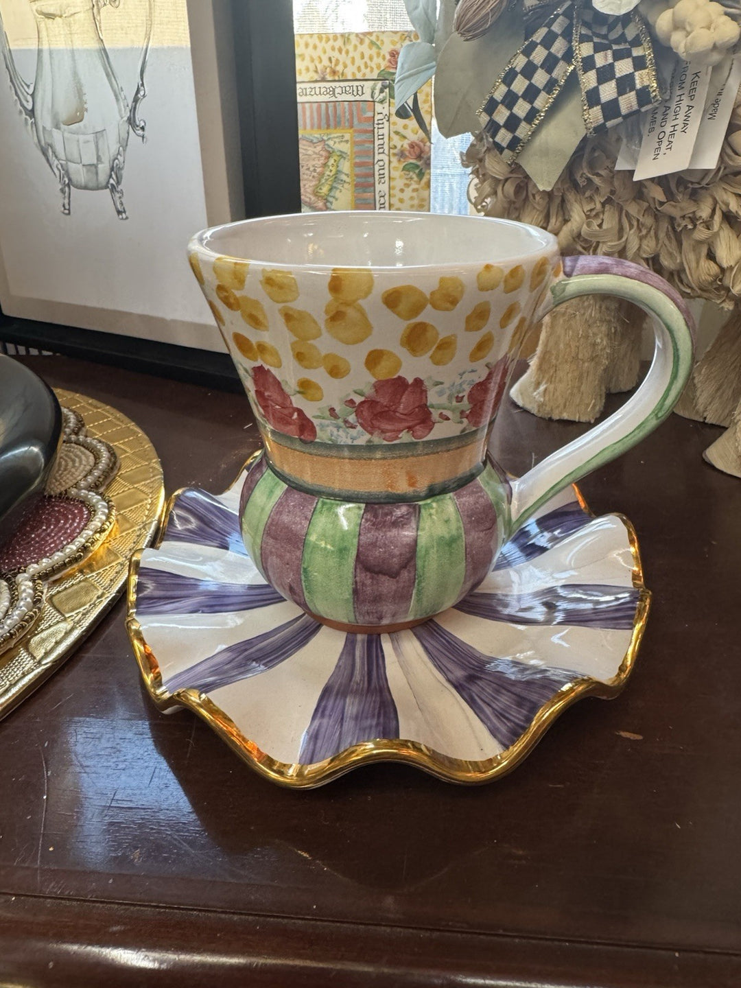 Mackenzie Childs Forest Home  TAYLOR MUG Only Hand Painted Majolica 2019