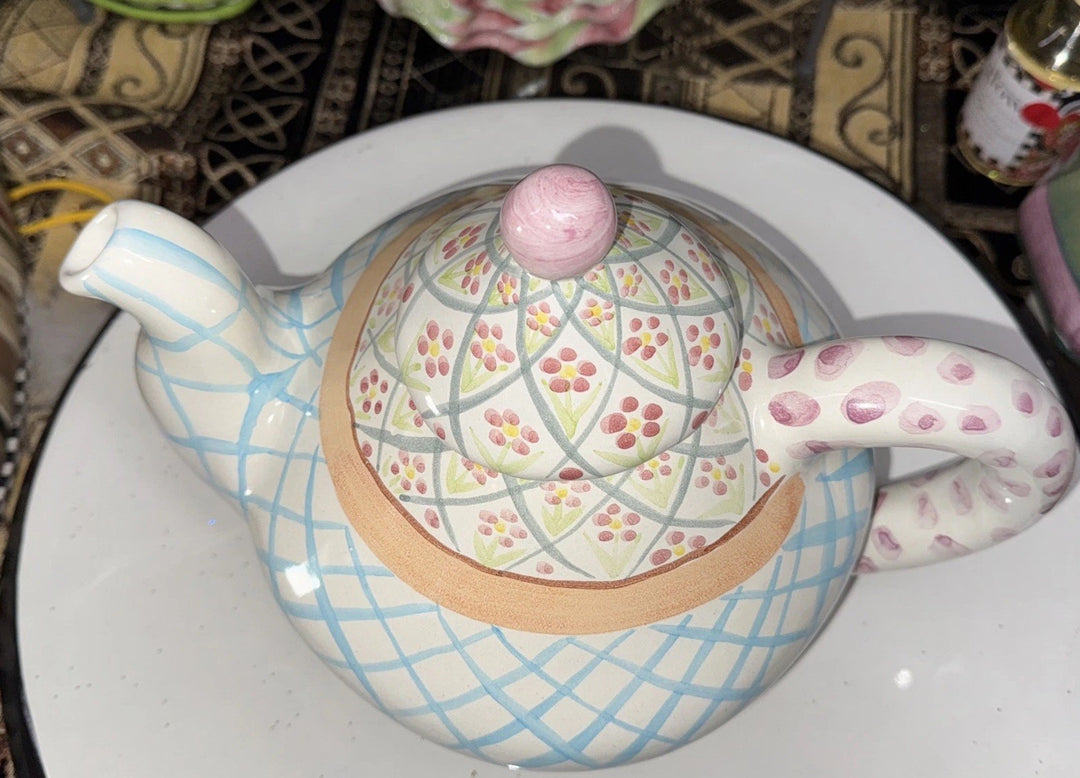 Mackenzie Childs Ceramic Taylor Heather Teapot- Retired 1990