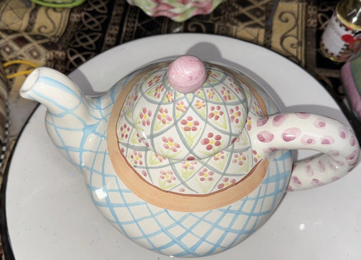 Mackenzie Childs Ceramic Taylor Heather Teapot- Retired 1990