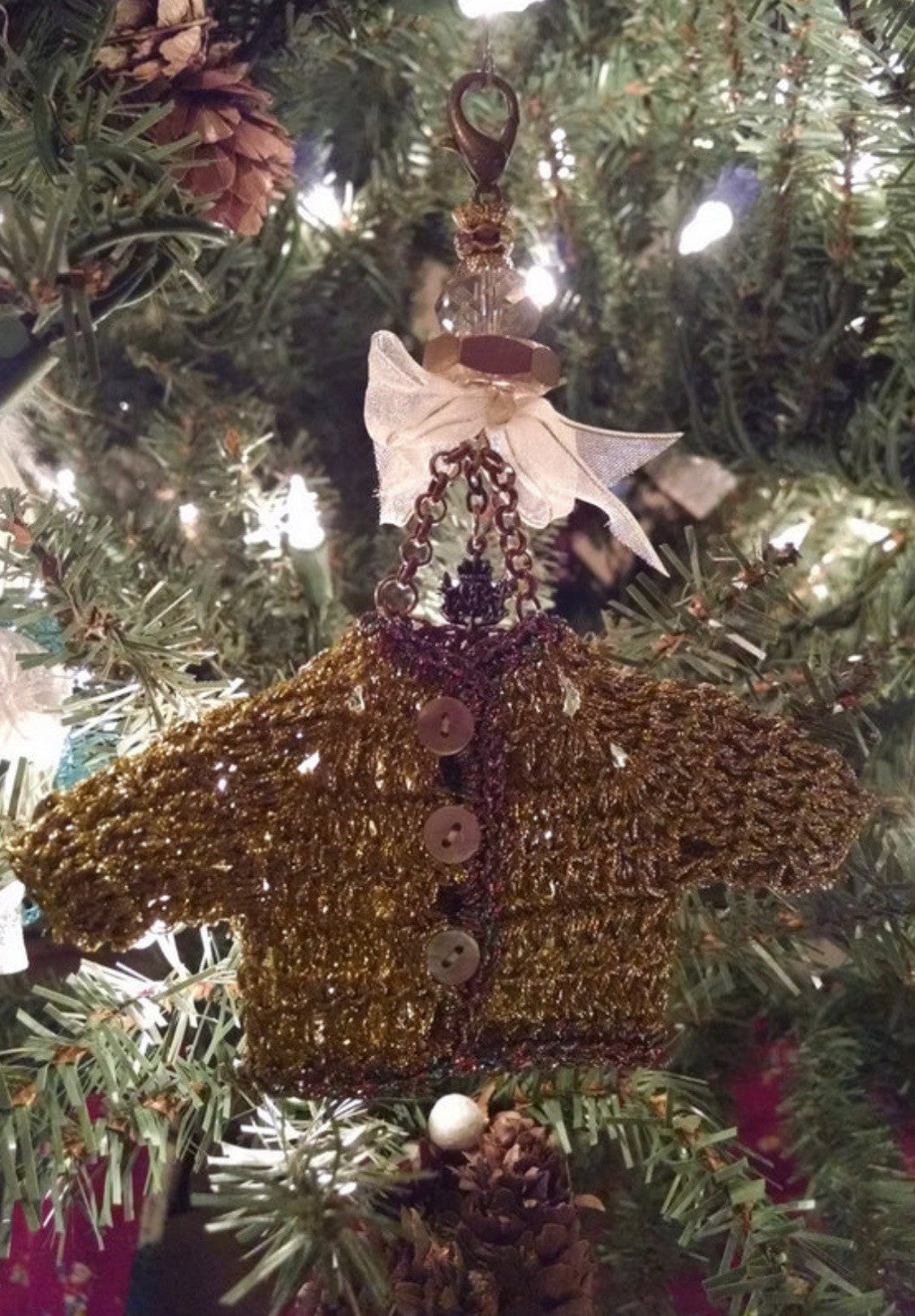 MacKenzie Childs Victoria And Richard Emprise Collection Gold Sweater Ornament