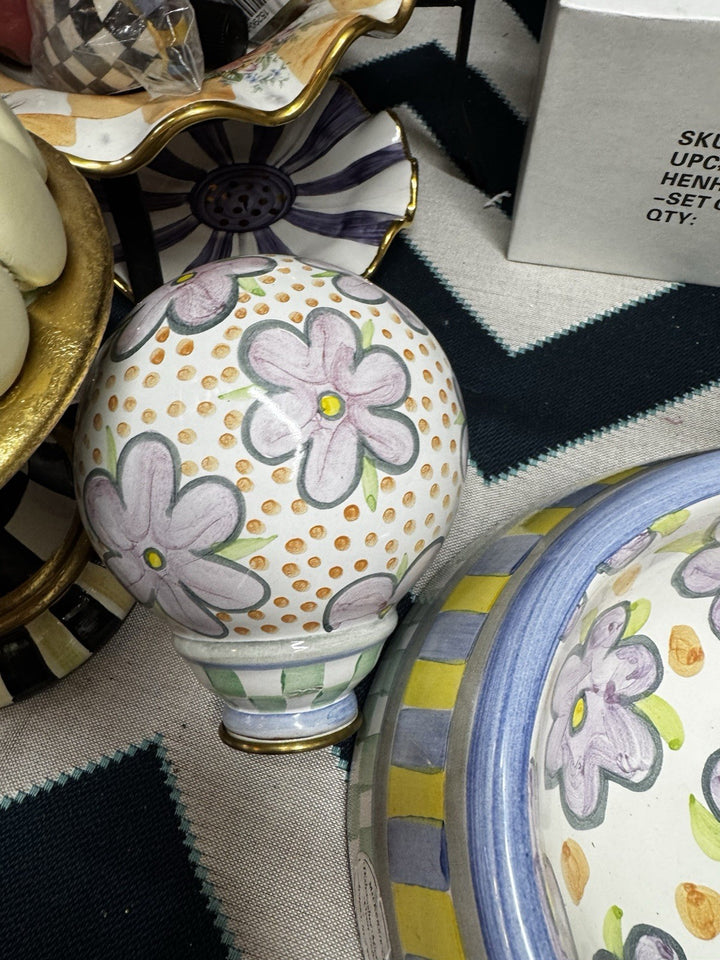 Retired Mackenzie Childs Myrtle Ceramic Drapery Finial/ Garden Ball New