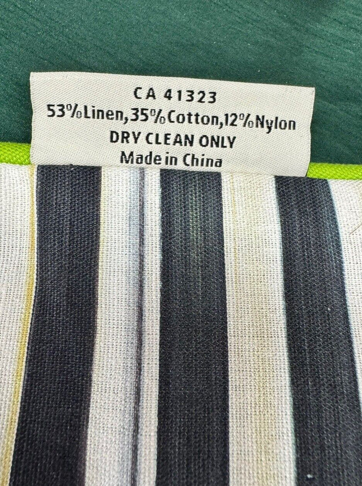 Mackenzie Childs OneCOURTLY CHECK/ STRIPE Reversible Placemat- Green Trim- Linen
