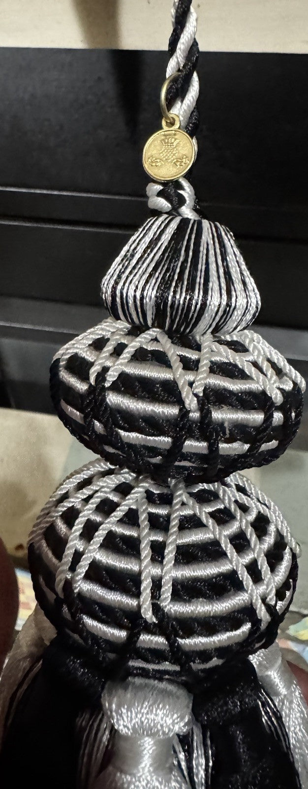 MacKenzie Childs 16” TASSEL / Tie Backs Black & White Courtly