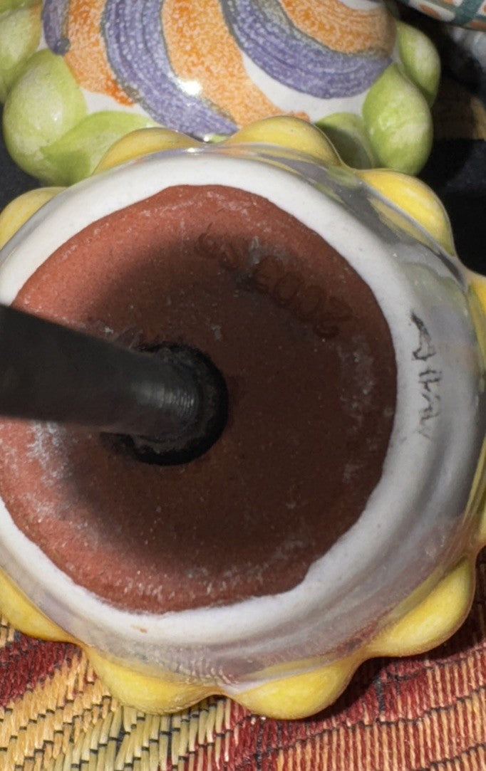 Mackenzie Childs Majolica 1.5 ”  Flowers Multicolor Set 2 Knobs Pulls +Hardware