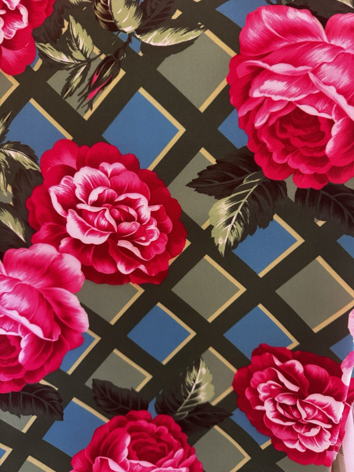 MacKenzie Childs- Fabric By The 1/2 Yard New - Alla Rose Lattice Outdoor