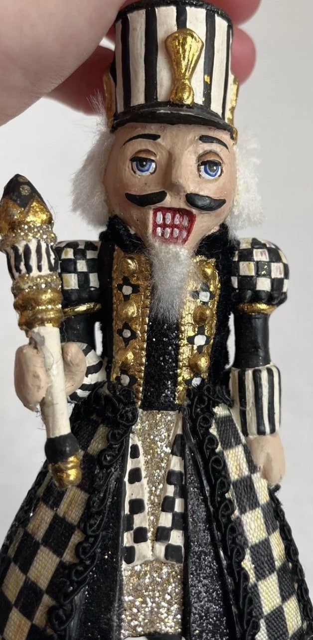 MacKenzie Childs Courtly Check Nutcracker King Ornament- Excellent