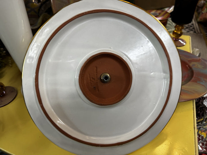 Mackenzie Childs Courtly Check Ceramic Cheese Course Retired Made In Aurora