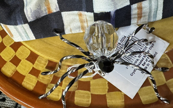 Mackenzie Childs Set Of 3. 1 Crystal 1  striper Spider Clip, 1 striped/stick