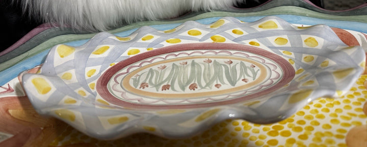MacKenzie Childs 1998 Aalsmeer Oval Serving Platter Fluted  12" x 8.5"