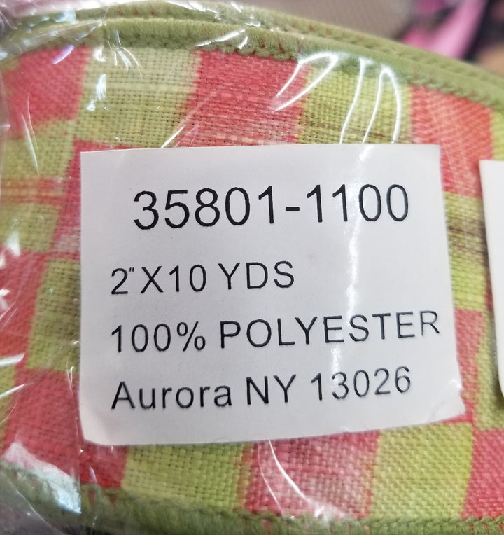 MacKenzie Childs Tulip Check 2” Wired Ribbon Brand New 10 Yards RETIRED