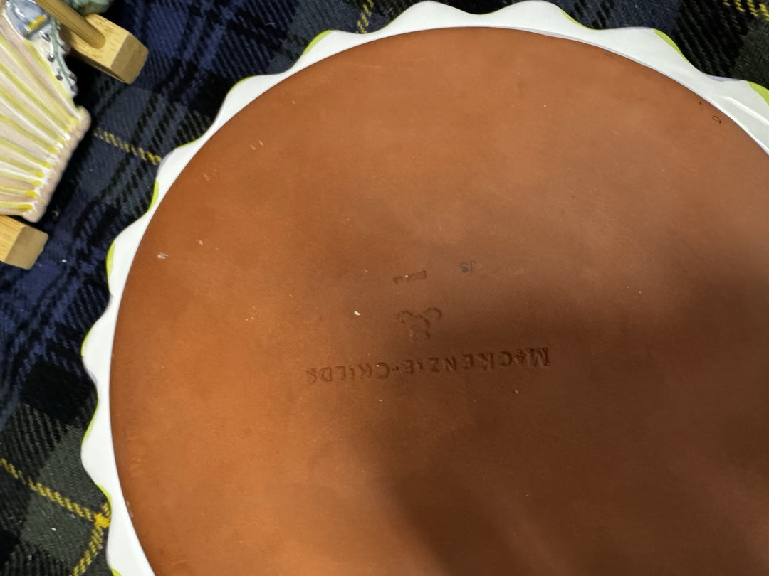 Mackenzie Childs Ceramic Piccadilly Pie Dish  Plate 12” - Made In Aurora NY