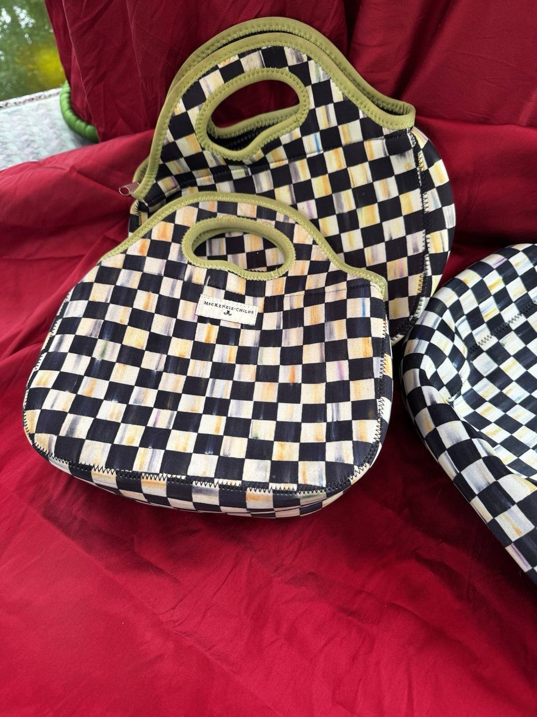 MacKenzie Childs Courtly Check Neoprene Lunch Tote Bag