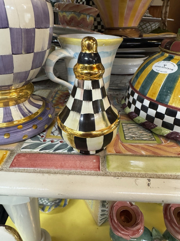 Mackenzie Childs Courtly Check Ceramic  Lamp Finial- Excellent