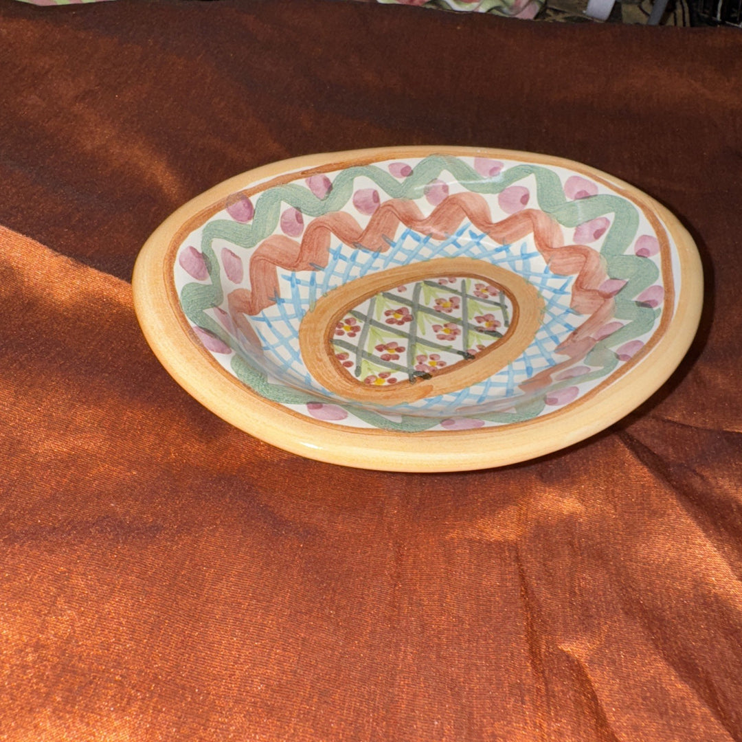 MacKenzie Childs Taylor Heather  Small Oval  Soap Dish 6.25" Ceramic-1999