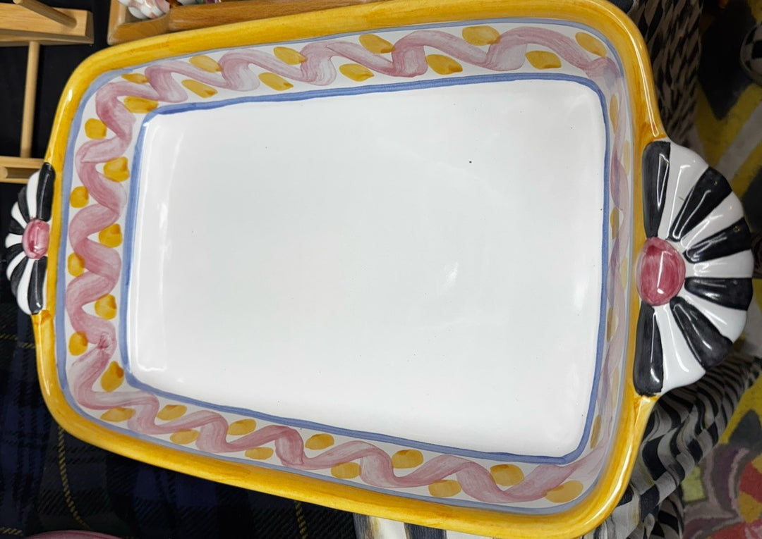 MacKenzie Childs Piccadilly 17” Rectangular Baking  Pan Dish Vintage