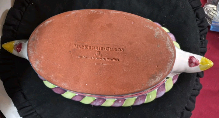 MacKenzie Childs Ceramic Lidded Piccadilly Chicken Casserole Dish- Handmade