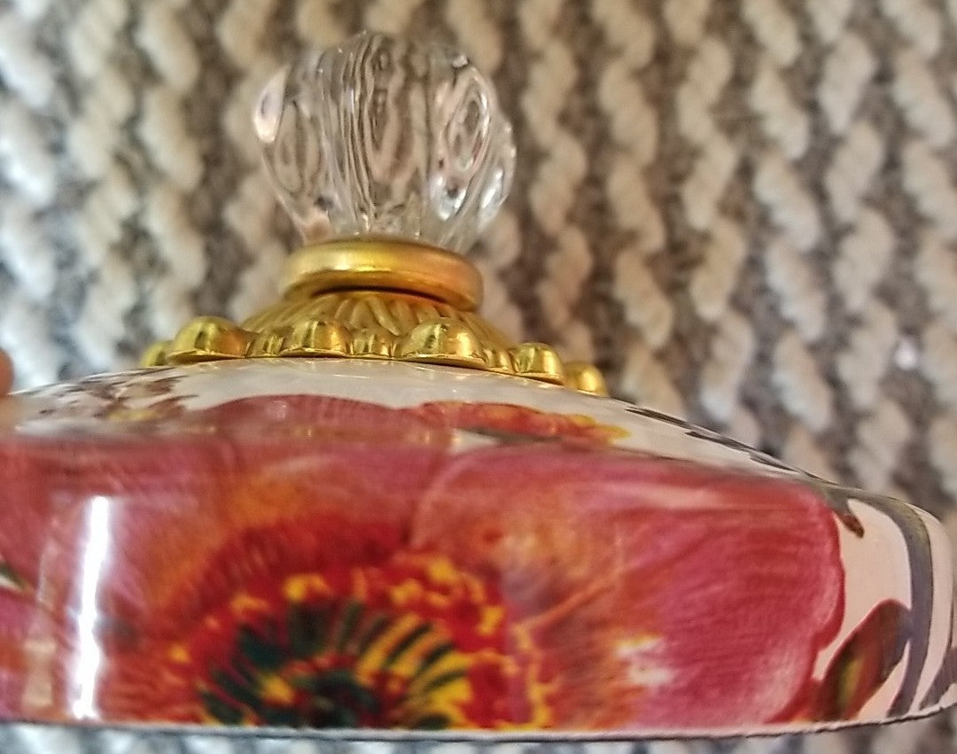 MacKenzie Childs  Cookie Jar with White Flower Market Enamel Lid - New