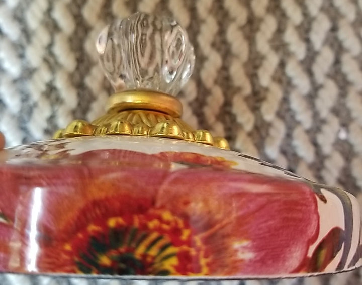 MacKenzie Childs  Cookie Jar with White Flower Market Enamel Lid - New