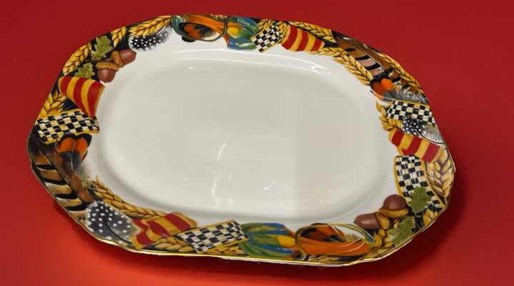 MacKENZIE CHILDS Pheasant Run - PLATTER 15.5”x12” Retired Design