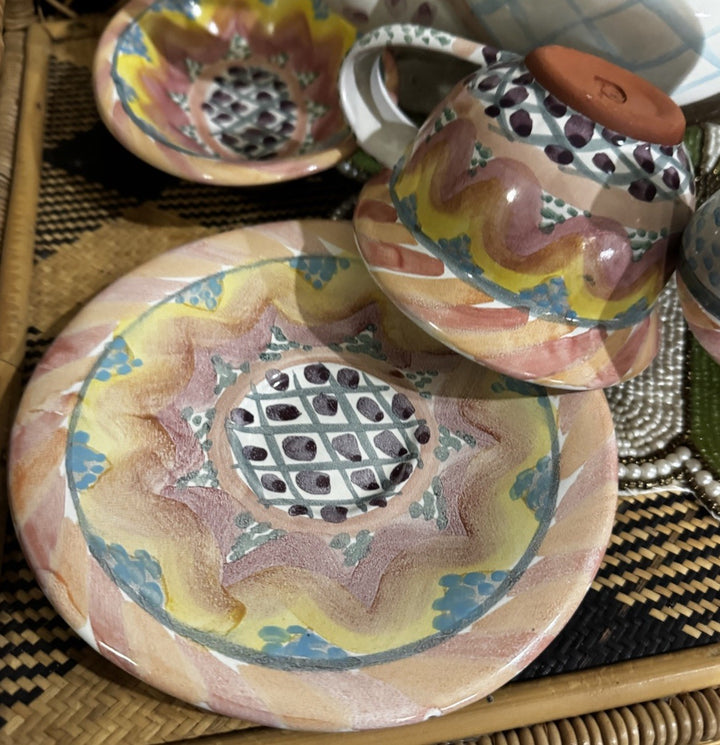 Mackenzie Childs Taylor Kukenhoff  Cup And Saucer  Ceramic