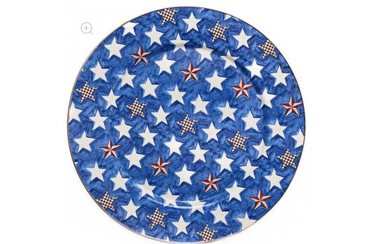 Mackenzie Childs  Royal Star Enamel Serving Platter - Blue 16” - New