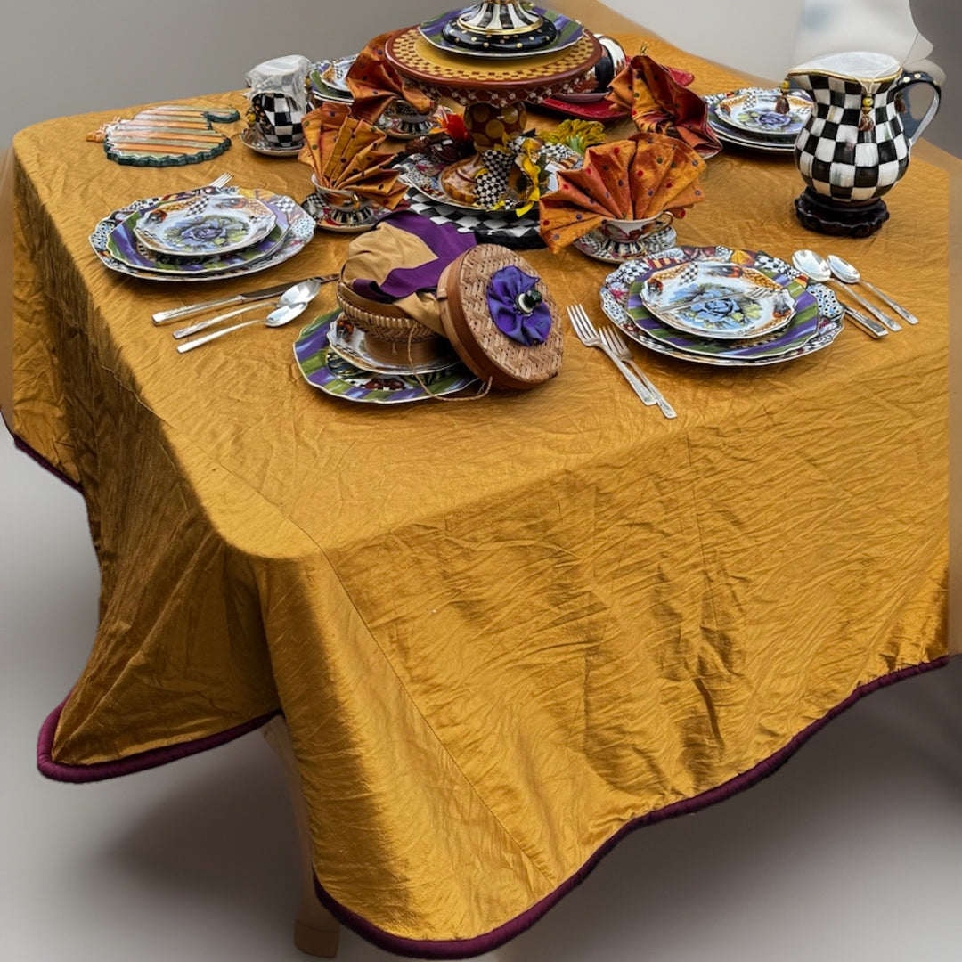 RETIRED Mackenzie Childs MARZIPAN 90" Round TABLECLOTH/UNDERSKIRT