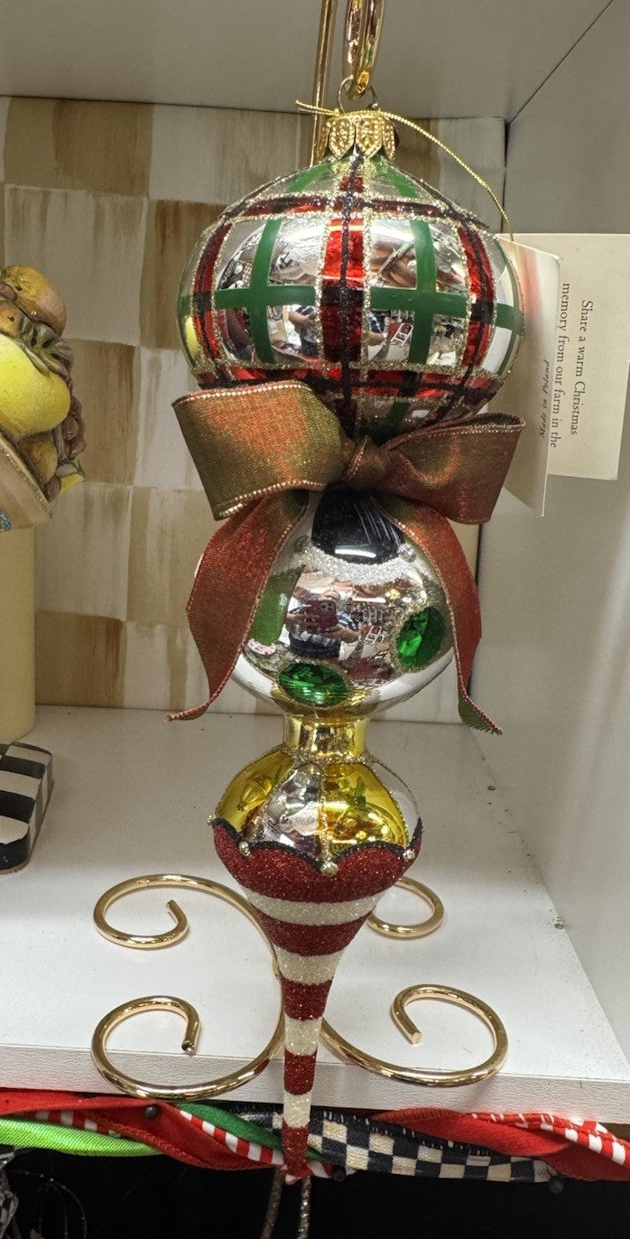 MacKenzie Childs Savoy triple Glass drop ornament new in box