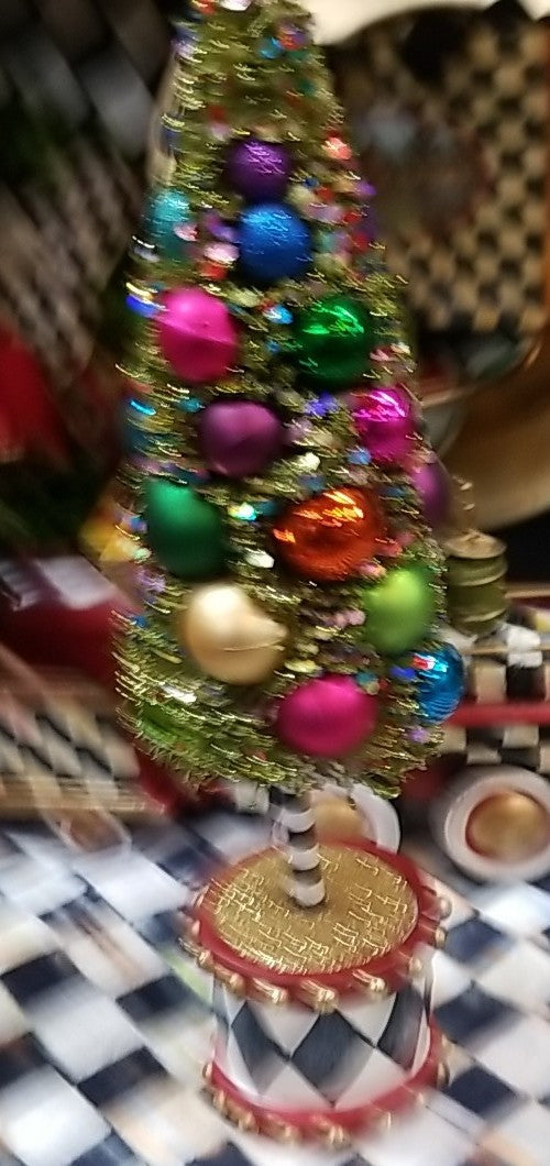 Mackenzie Childs Nutcracker Mini Bottle Brush Christmas Tree 12" H retired